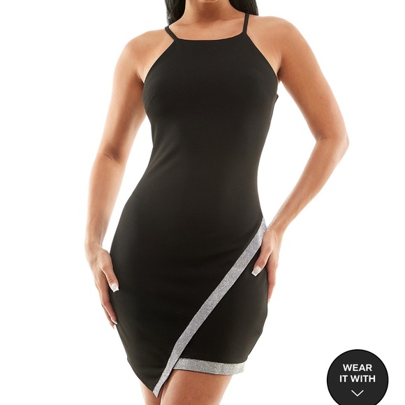 BCX Juniors' Asymmetrical-Hem Rhinestone Dress in white - Picture 7 of 8